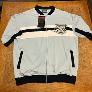 Vintage South Pole Full Zip Shirt Sweater Short Sleeve Mens XL Blue NWT Y2K 90’s